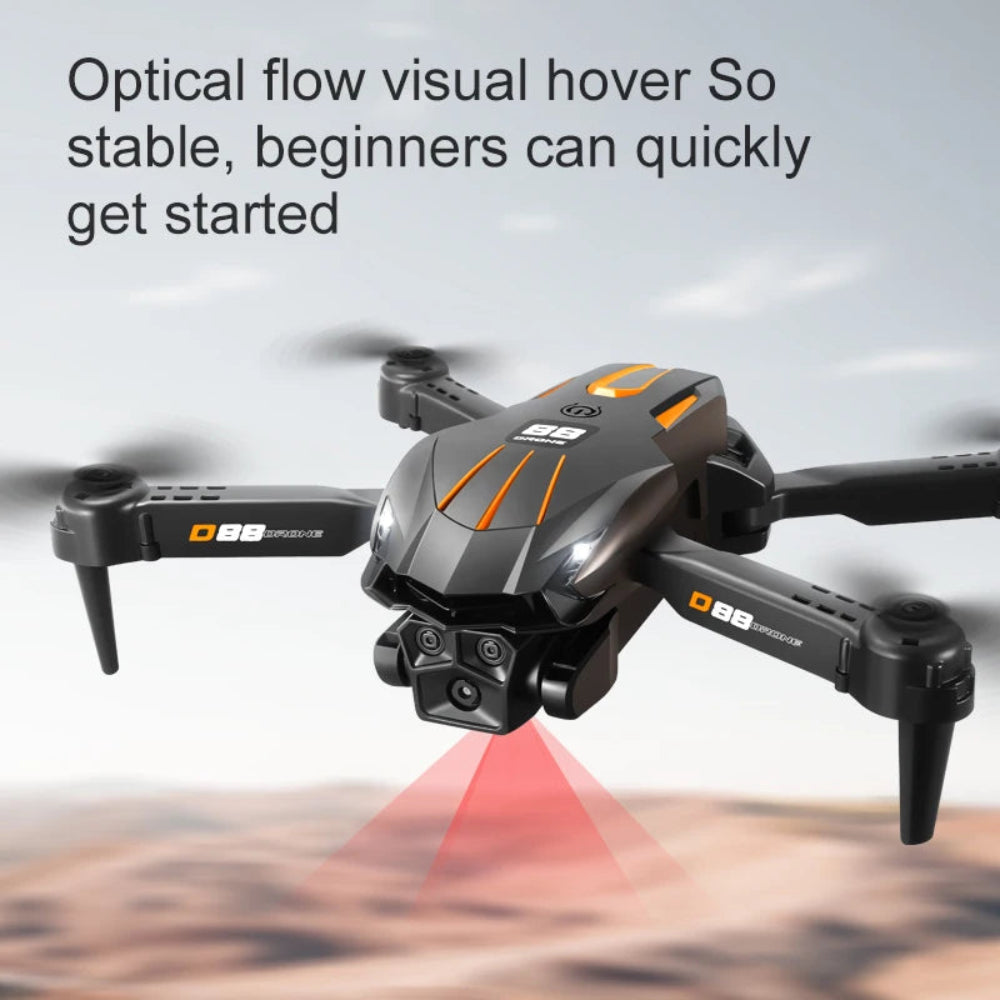 D88 UAV Drone 3-Camera, 150° Adjustable Lens, Optical Flow, 1000m Range, 30min Flight, One-Key Return, Gravity Sensor