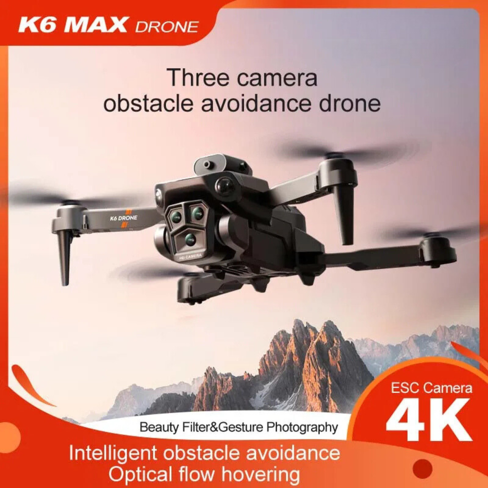 K6 Max RC Drone 4K Triple-Camera, 360° Obstacle Avoidance, Foldable Design, GPS Follow, Long Flight Time