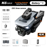 K6 Max RC Drone 4K Triple-Camera, 360° Obstacle Avoidance, Foldable Design, GPS Follow, Long Flight Time