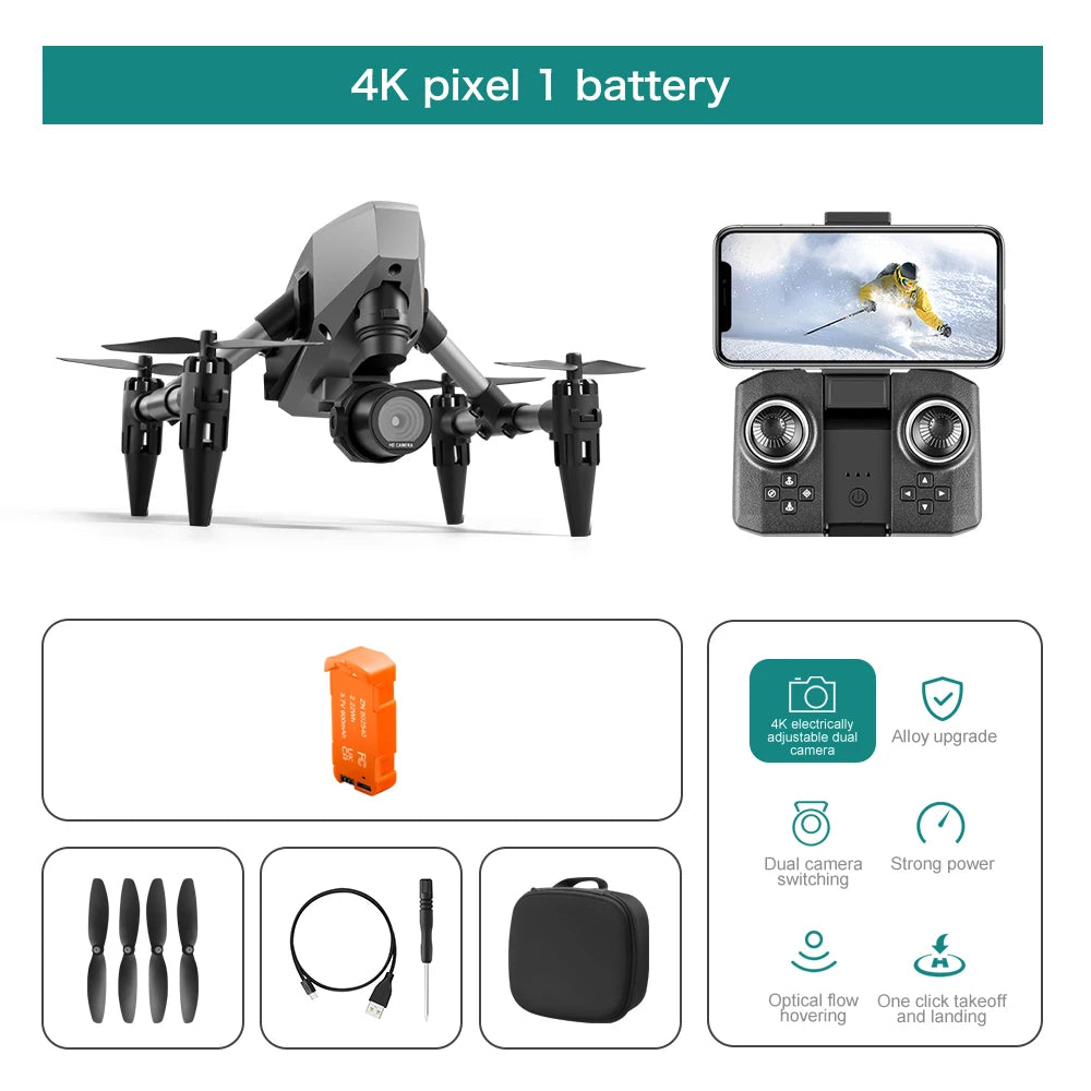 XD1 Mini Drone 4K Dual Camera, Optical Flow, WiFi FPV, Altitude Hold, 360° Flips, Headless Mode, Portable