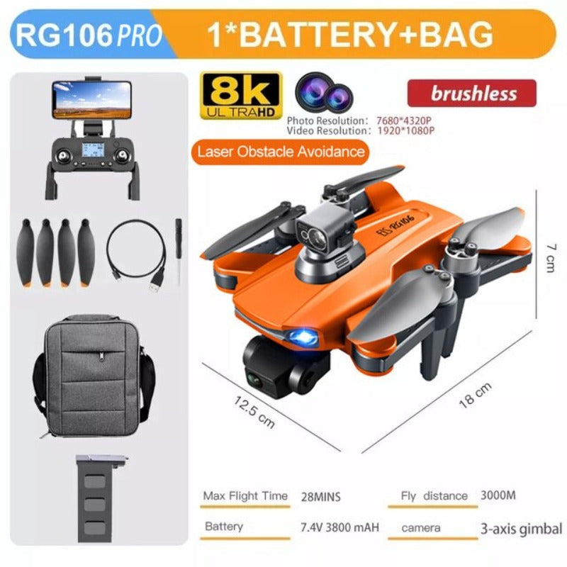 RG106 PRO Drone 8K HD Dual Camera 3 Axis Brushless Dron 5G GPS Return Home 3000Meters Flying Foldable Quadcopter Drone Toy