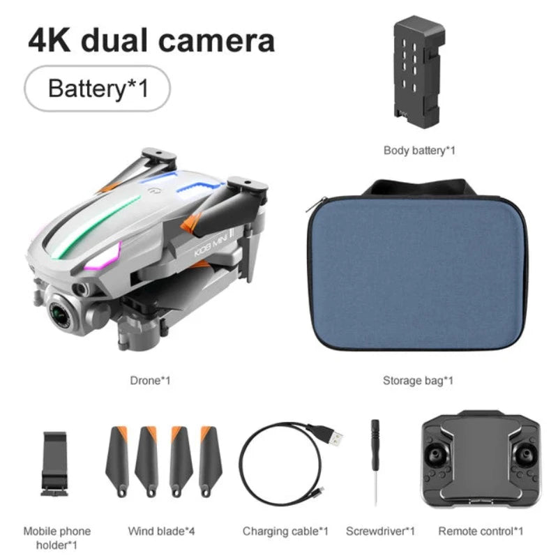 K108 Mini Infrared Obstacle Avoidance Drone 4K Profession Dual Camera Dynamic Lighting Folding Fixed Height Dron - YouDrone.co.uk