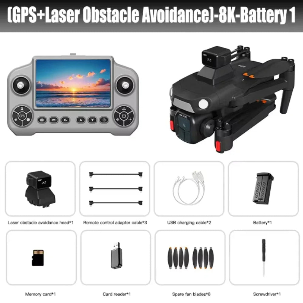 A1R 3S GPS Drone 8K Camera, Screen Remote Controller, 360 Laser Obstacle Avoidance, Brushless Motor, 5G WiFi, 1500m FPV Range
