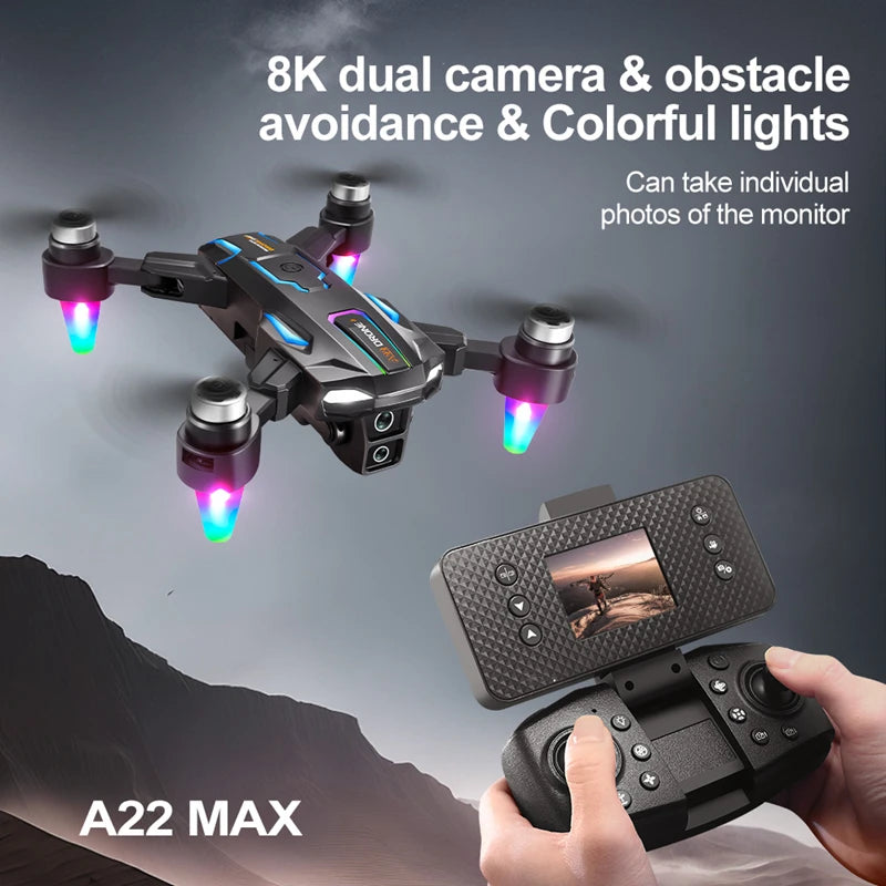 A22 Max 8K ESC Dual Camera Drone, 5G HD Transmission, Brushless Motor, Obstacle Avoidance, Optical Localization, Carbon Fiber Design, Screen Remote