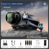 A26 Pro GPS Drone 8K Triple Camera, 4.5-Inch Screen Remote Controller, Brushless Motor, 360° Obstacle Avoidance, Airdrop