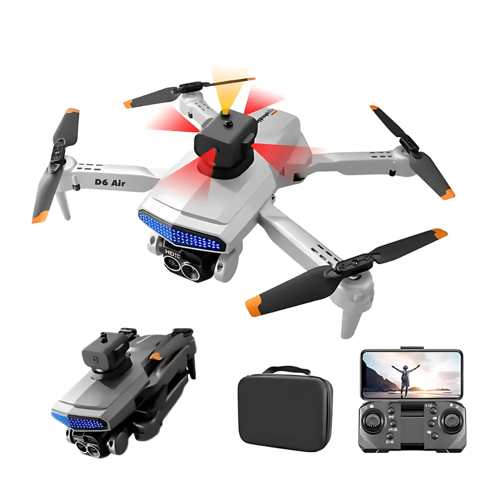 D6 Pro Drone 8K Dual Camera, 5-Sided Obstacle Avoidance, Brushless Motors, Foldable, EIS Stabilization