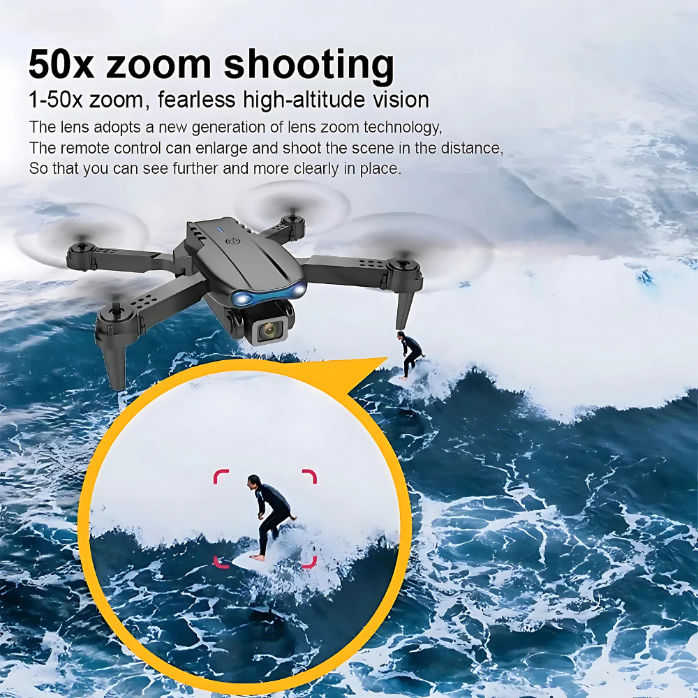 E99 Pro 4K Dual-Camera Drone, Foldable, Altitude Hold, Gesture Control, WiFi, Gravity Sensor, USB Charging, Storage Bag, Black
