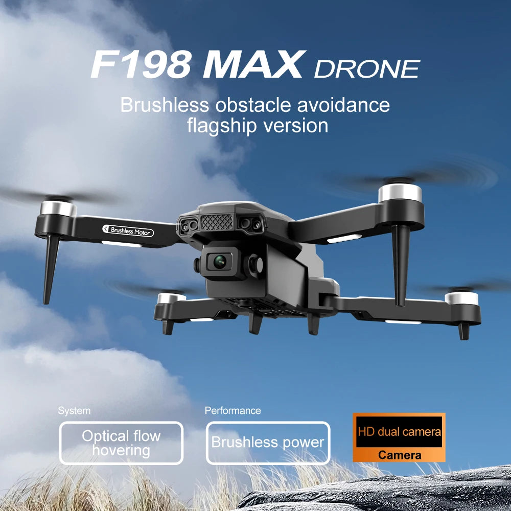 F198 Foldable Drone 1080P Dual Camera, Brushless Motors, WiFi FPV, Optical Flow