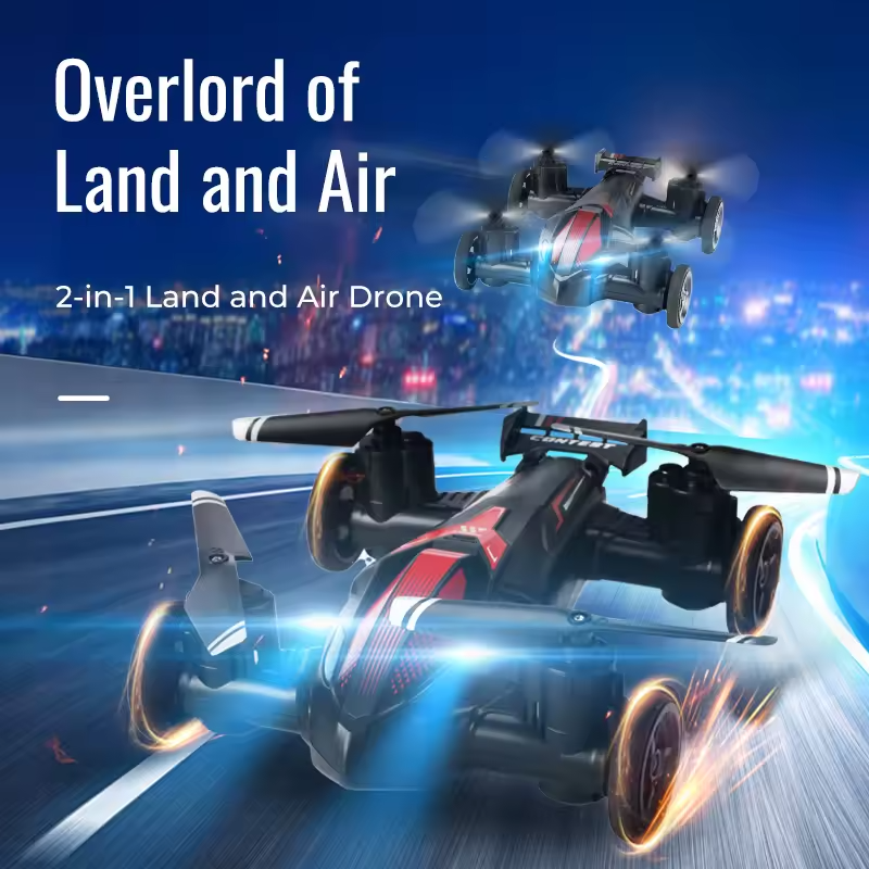 Flying Car Remote Control Vehicle, Dual-Mode RC Car, Mini Drone Toy, Altitude Hold, Headless Mode, Blue