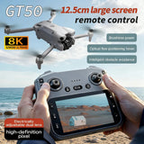 GT50 Drone 8K HD Dual Camera, 4.3-Inch Screen Remote Controller, WiFi FPV, Brushless Motor, Optical Flow Positioning, EIS Stabilisation