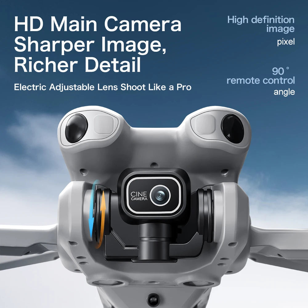 GT50 Drone 8K HD Dual Camera, 4.3-Inch Screen Remote Controller, WiFi FPV, Brushless Motor, Optical Flow Positioning, EIS Stabilisation