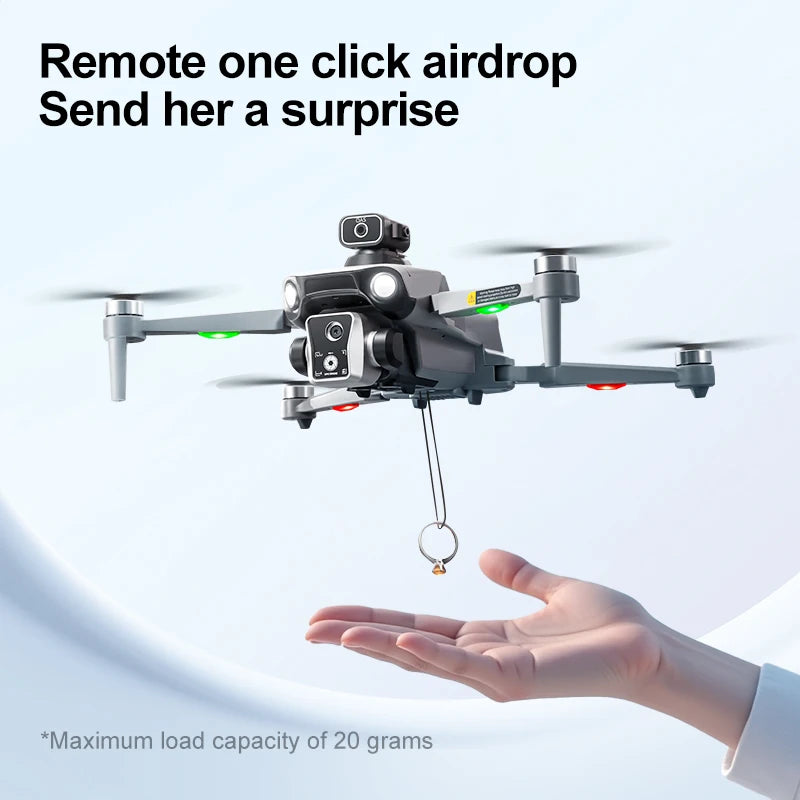 K19 MAX Drone 8K GPS, 4.5” Screen Remote, 5G FPV, Laser Obstacle Avoidance 360°, Brushless Motors, Airdrop System, 5000m Range