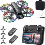 K200 Drone 4K Camera, RGB LED Lighting, Five-Sided Obstacle Avoidance, Brushless Motors, Optical Flow Stability, 4.5 Inch LCD Screen Remote