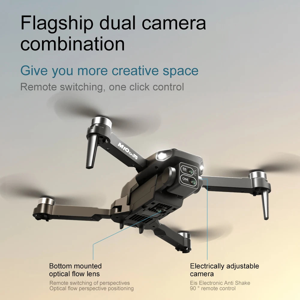 M10 Drone 8K Dual Camera, Brushless Motor, 5G FPV Transmission, Screen Remote Control, EIS Stabilization, Long Flight Performance, Easy to Use