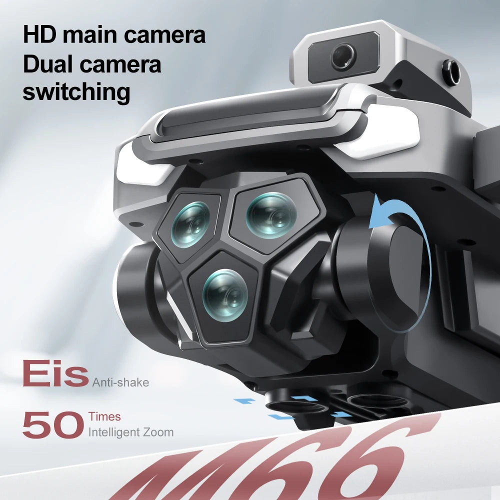 M66 Drone 8K HD Dual Camera, 5G FPV, Screen Remote Controller with Camera, Brushless Motor, 4-Sided Obstacle Avoidance, Optical Flow, 120° Wide Angle