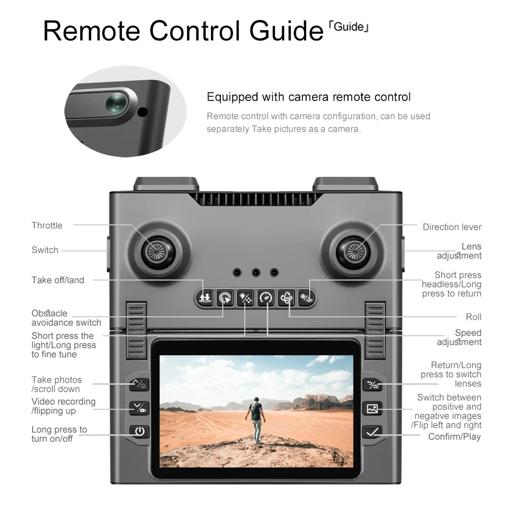 M66 Drone 8K HD Dual Camera, 5G FPV, Screen Remote Controller with Camera, Brushless Motor, 4-Sided Obstacle Avoidance, Optical Flow, 120° Wide Angle