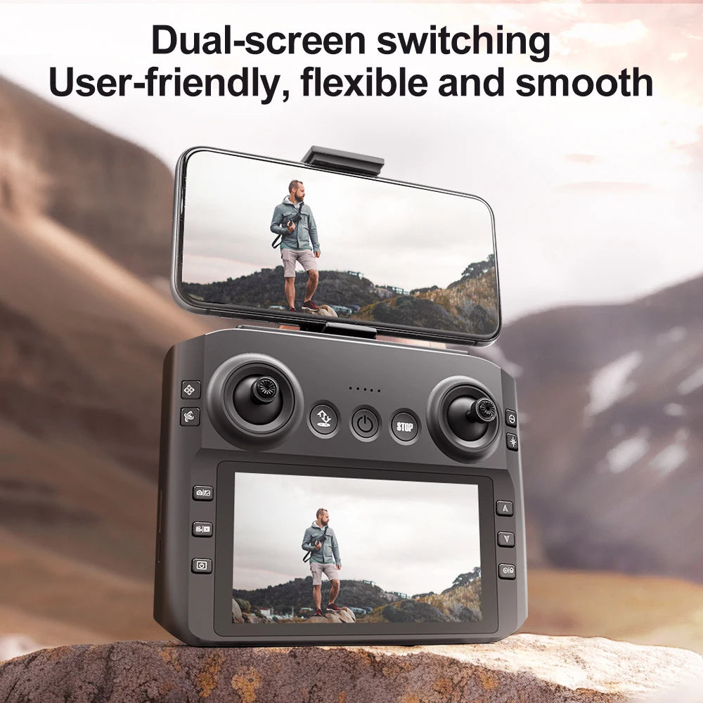 M7 Drone 8K Dual Camera, Brushless Motors, GPS, 4.3” Screen Remote FPV, 5G WiFi, Optical Flow Hover, 90° Tilt Lens, Foldable Design