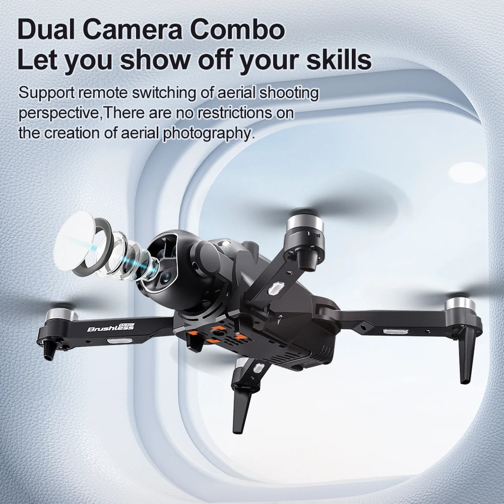 M7 Drone 8K Dual Camera, Brushless Motors, GPS, 4.3” Screen Remote FPV, 5G WiFi, Optical Flow Hover, 90° Tilt Lens, Foldable Design