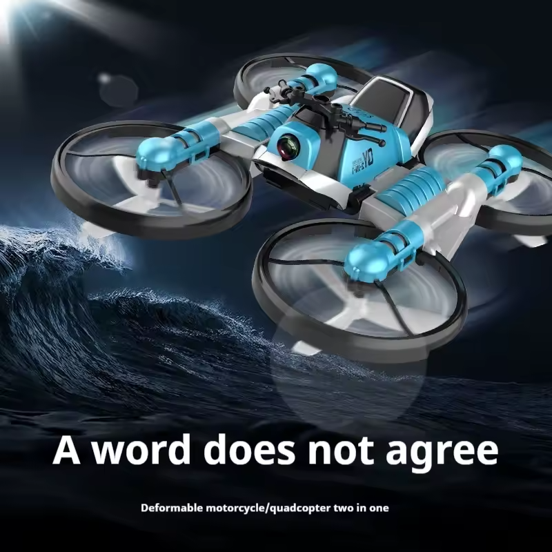 Quadcopter Motorcycle Drone, 2-in-1 RC Drone and Motorcycle, WiFi Camera, Altitude Hold, Headless Mode, Beginner Friendly