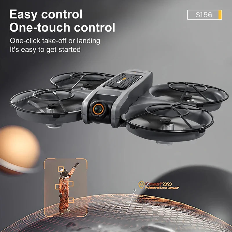 S156 Drone 8K Dual Camera, Brushless Motor, 360° Obstacle Avoidance, 4.5” FPV Screen Remote, LED Lights, Optical Flow, 2000m Range