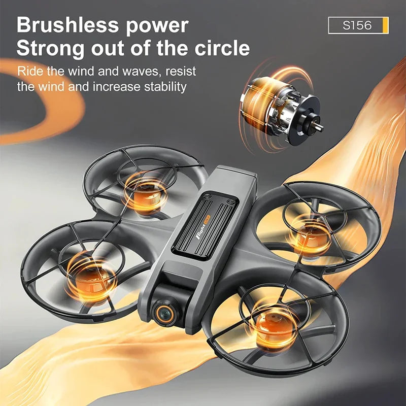 S156 Drone 8K Dual Camera, Brushless Motor, 360° Obstacle Avoidance, 4.5” FPV Screen Remote, LED Lights, Optical Flow, 2000m Range