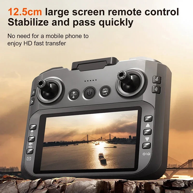 S156 Drone 8K Dual Camera, Brushless Motor, 360° Obstacle Avoidance, 4.5” FPV Screen Remote, LED Lights, Optical Flow, 2000m Range