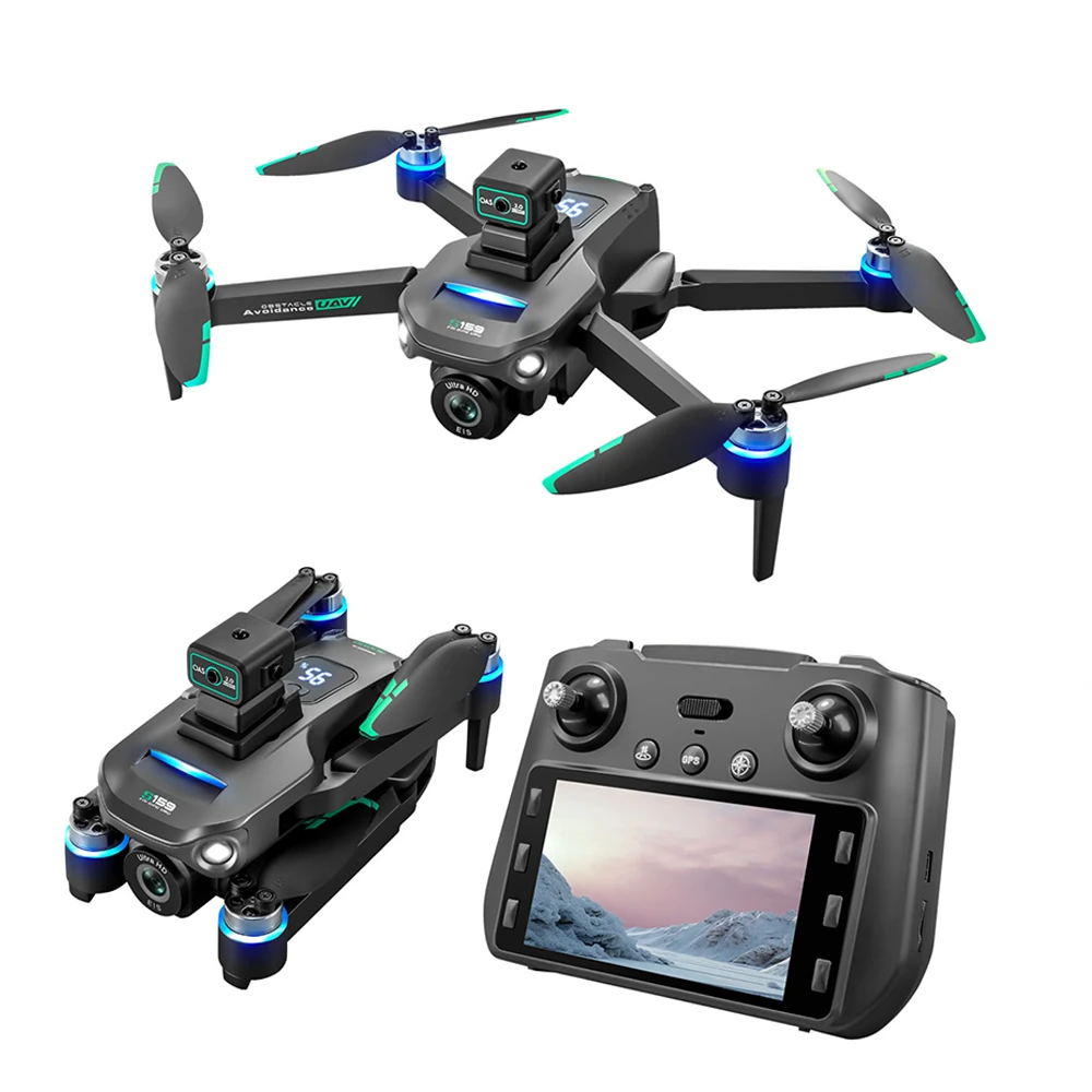 S159 GPS Drone 8K Dual Camera, 5G WiFi FPV, Obstacle Avoidance, Screen Remote, 360° Flight, Memory Card, Battery Display