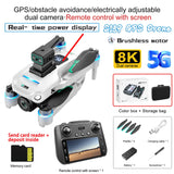 S159 GPS Drone 8K Dual Camera, 5G WiFi FPV, Obstacle Avoidance, Screen Remote, 360° Flight, Memory Card, Battery Display
