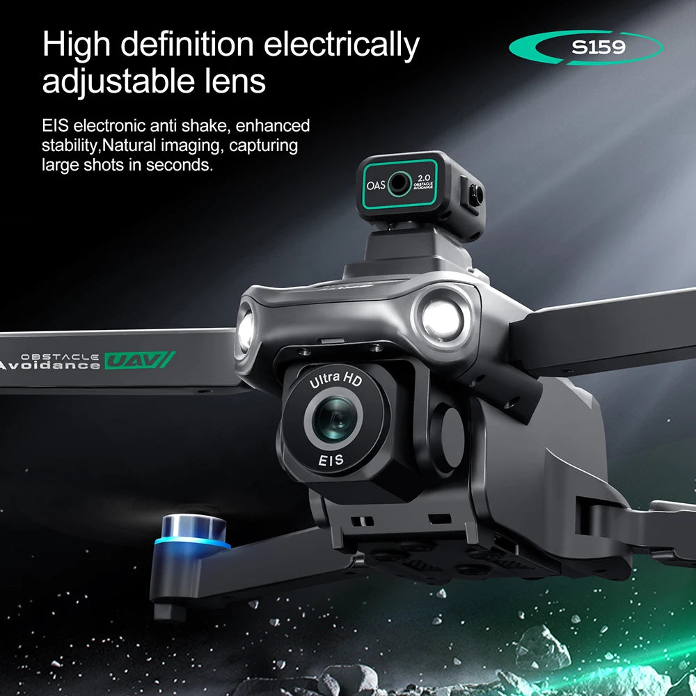 S159 GPS Drone 8K Dual Camera, 5G WiFi FPV, Obstacle Avoidance, Screen Remote, 360° Flight, Memory Card, Battery Display
