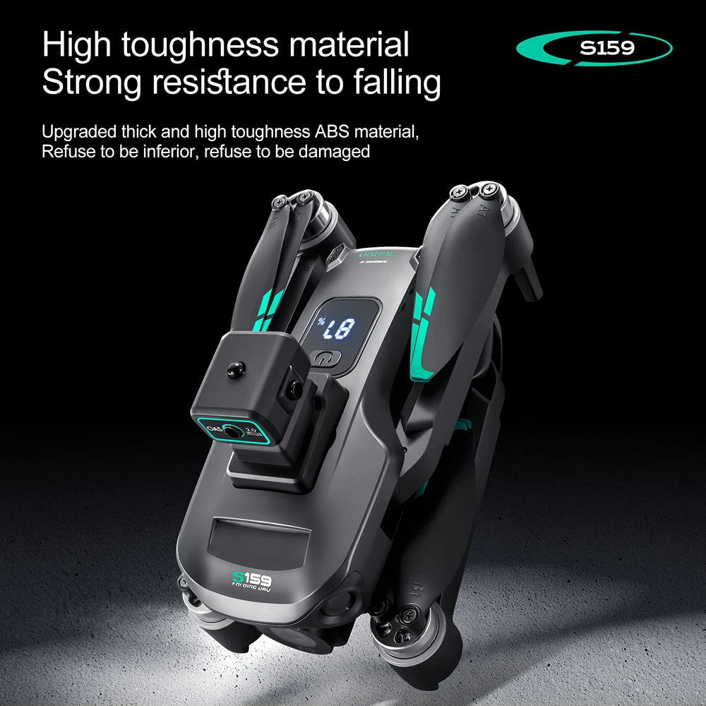 S159 GPS Drone 8K Dual Camera, 5G WiFi FPV, Obstacle Avoidance, Screen Remote, 360° Flight, Memory Card, Battery Display