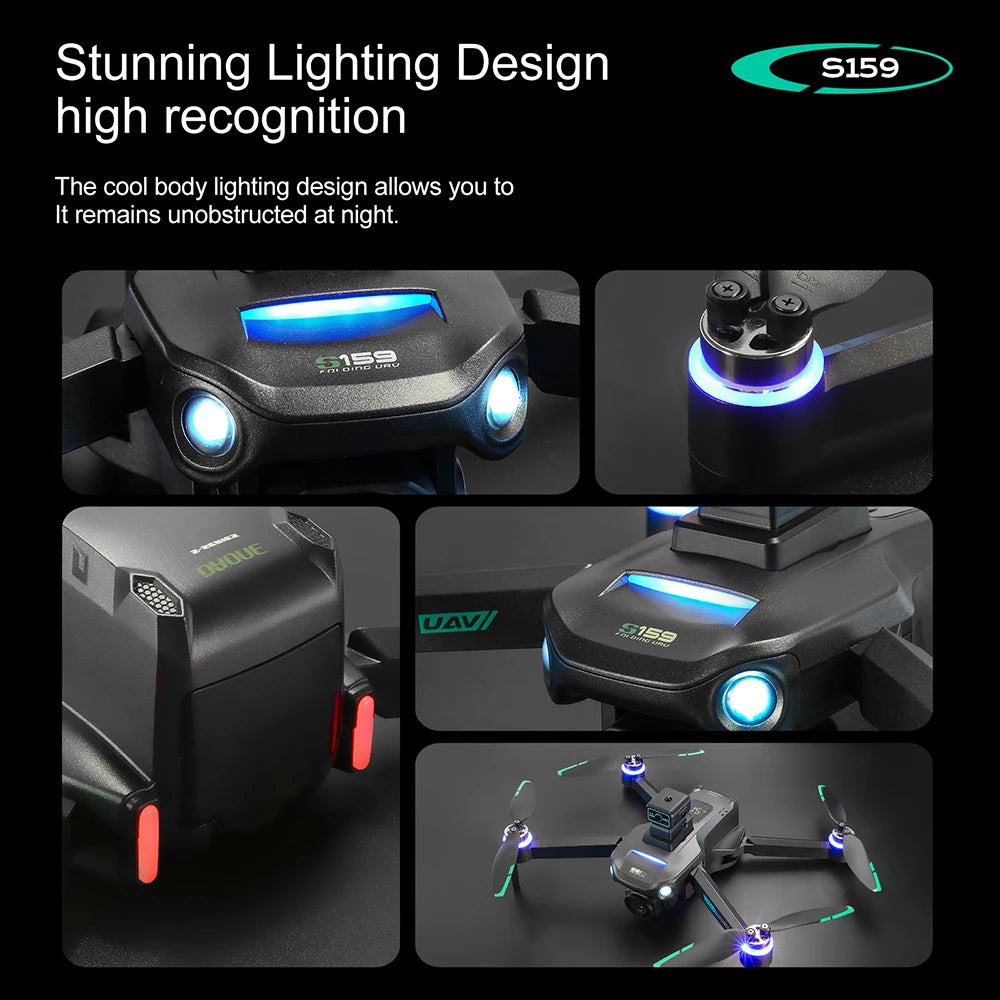 S159 GPS Drone 8K Dual Camera, 5G WiFi FPV, Obstacle Avoidance, Screen Remote, 360° Flight, Memory Card, Battery Display