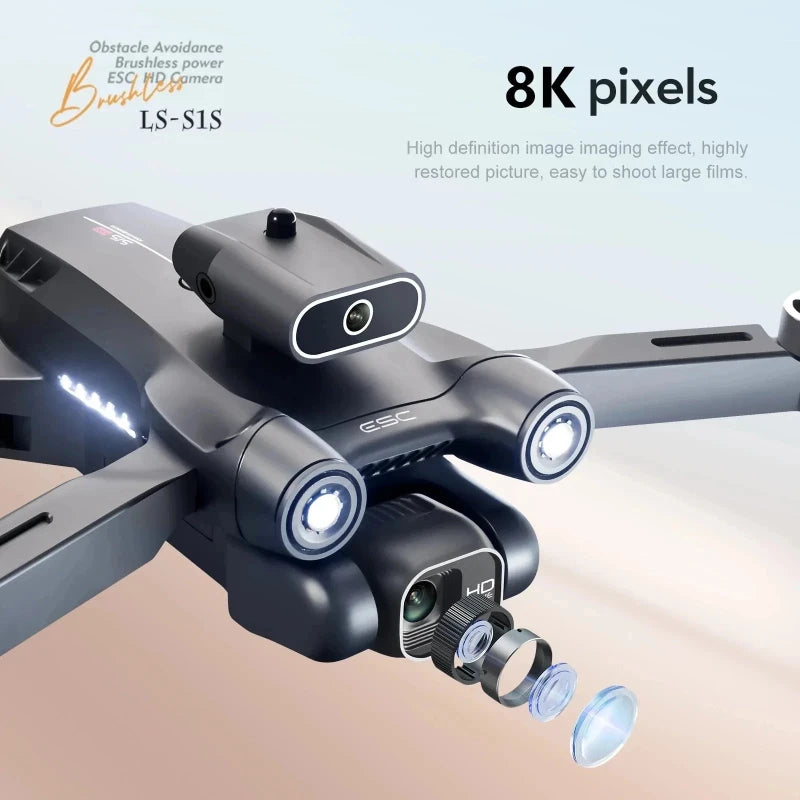 S1S Drone, 8K Dual Camera, Brushless Motor, Obstacle Avoidance, Foldable Design, Optical Flow