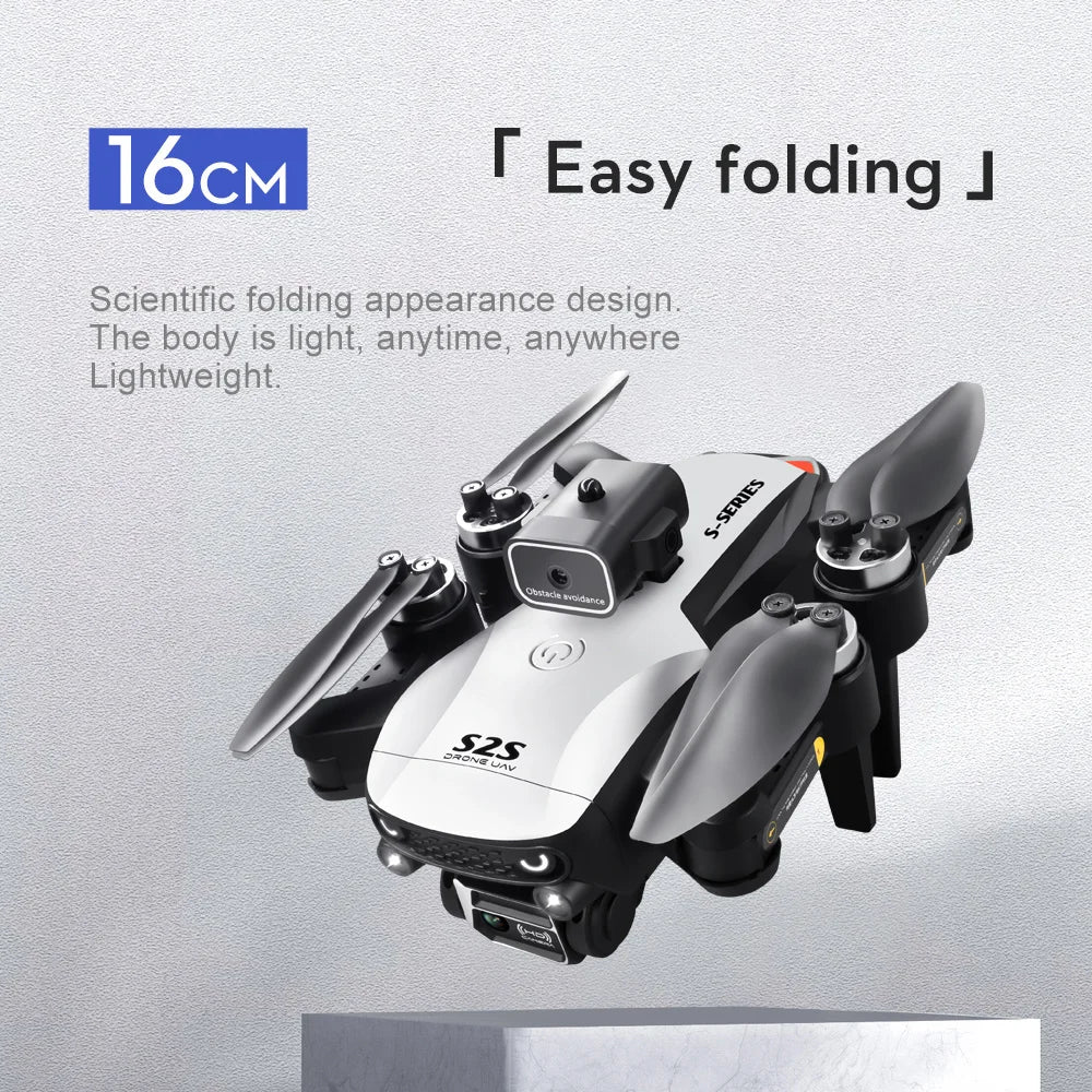 S2S 8K HD Drone with Obstacle Avoidance, EIS Stabilization, 120° Wide-Angle, Foldable, Gesture, App Control, 360° Roll, Storage Bag Included