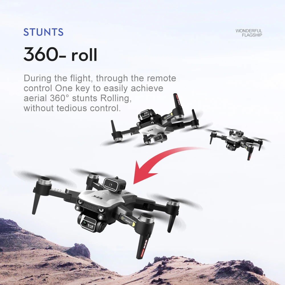S2S 8K HD Drone with Obstacle Avoidance, EIS Stabilization, 120° Wide-Angle, Foldable, Gesture, App Control, 360° Roll, Storage Bag Included