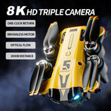 M5 Drone 8K Triple Camera, Optical Flow Positioning, Brushless Motors, 360° Roll, Foldable, WiFi Control