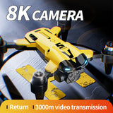 M5 Drone 8K Triple Camera, Optical Flow Positioning, Brushless Motors, 360° Roll, Foldable, WiFi Control