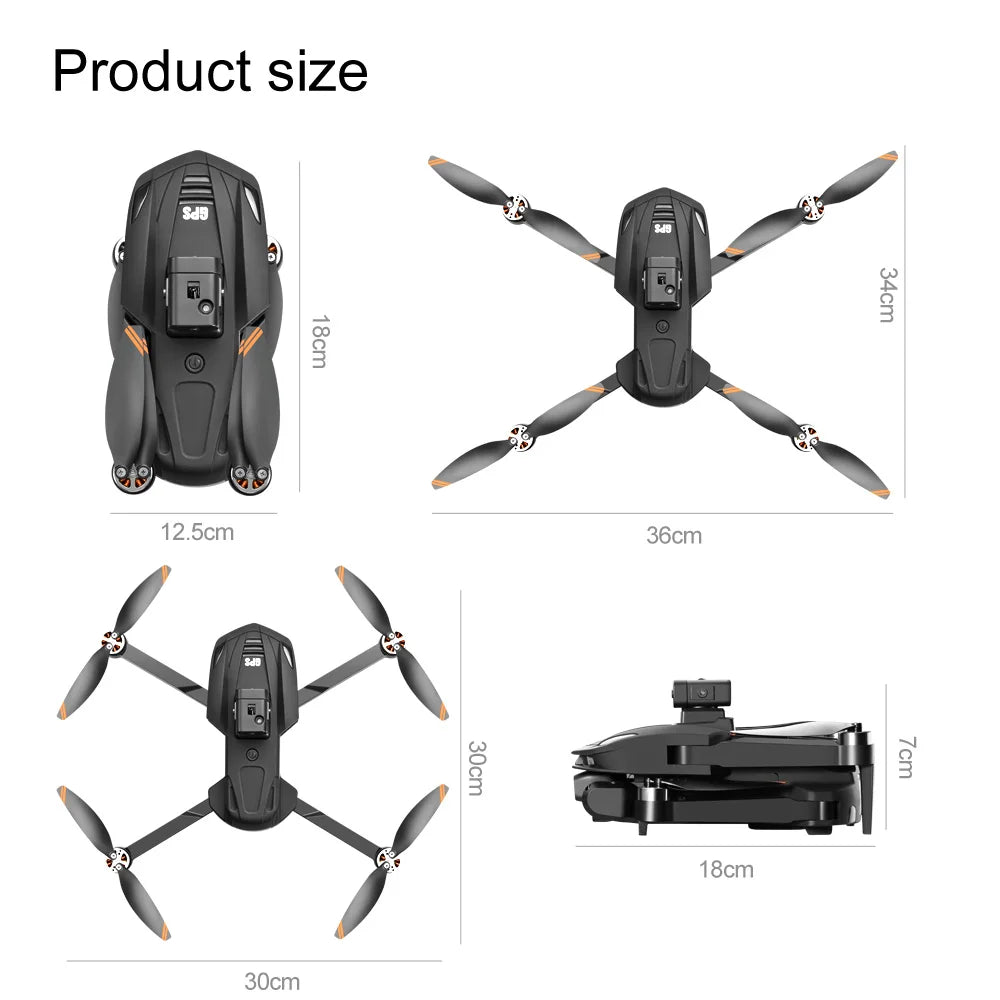 V168 8K GPS Drone, with 4-Way Obstacle Avoidance, 3000M Range, Foldable 5G WiFi FPV, Altitude Hold, One-Key Return