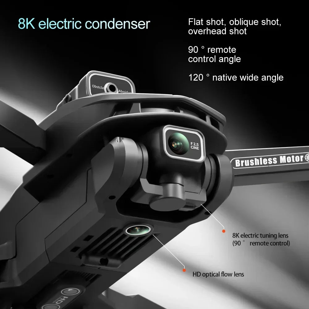 V168 8K GPS Drone, with 4-Way Obstacle Avoidance, 3000M Range, Foldable 5G WiFi FPV, Altitude Hold, One-Key Return
