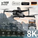 V168 8K GPS Drone, with 4-Way Obstacle Avoidance, 3000M Range, Foldable 5G WiFi FPV, Altitude Hold, One-Key Return