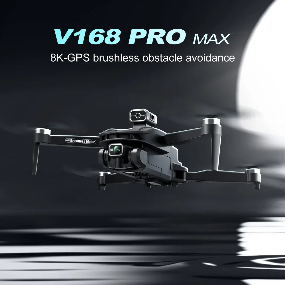 V168 8K GPS Drone, with 4-Way Obstacle Avoidance, 3000M Range, Foldable 5G WiFi FPV, Altitude Hold, One-Key Return