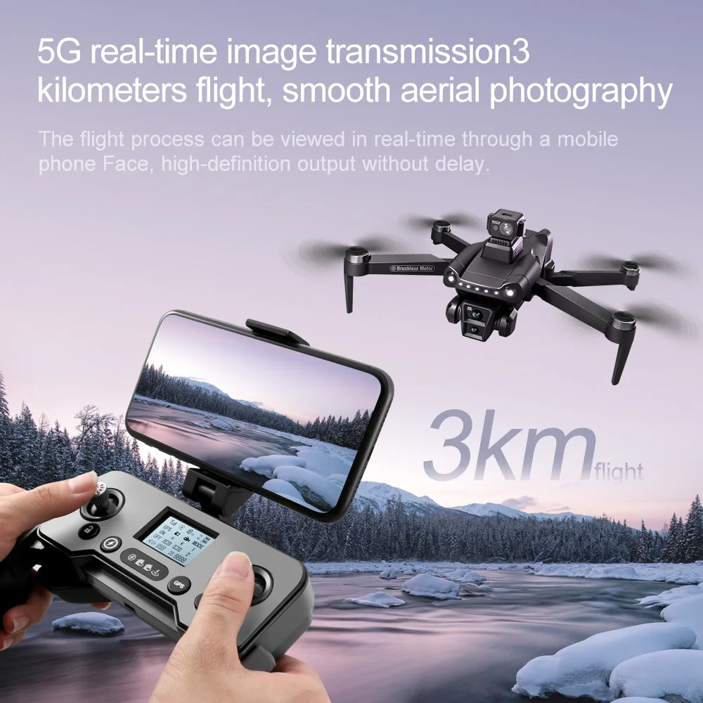 V198 GPS Drone 8K Dual Camera, 3000m Range, 5G FPV, Brushless Motors, Obstacle Avoidance, Advanced Stability System