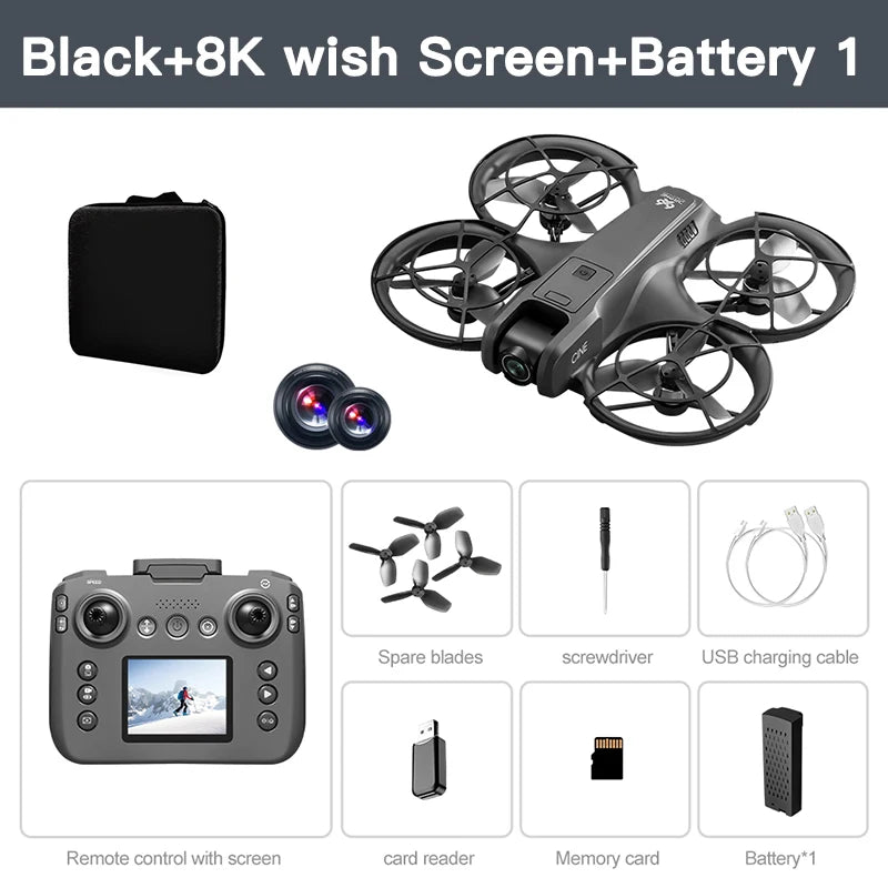 V666 8K Dual Camera Drone, Brushless Motor, Smart Obstacle Avoidance, Optical Flow Hovering, FPV Screen Remote Control, Foldable Quadcopter