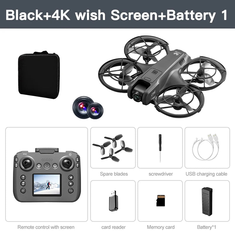V666 8K Dual Camera Drone, Brushless Motor, Smart Obstacle Avoidance, Optical Flow Hovering, FPV Screen Remote Control, Foldable Quadcopter