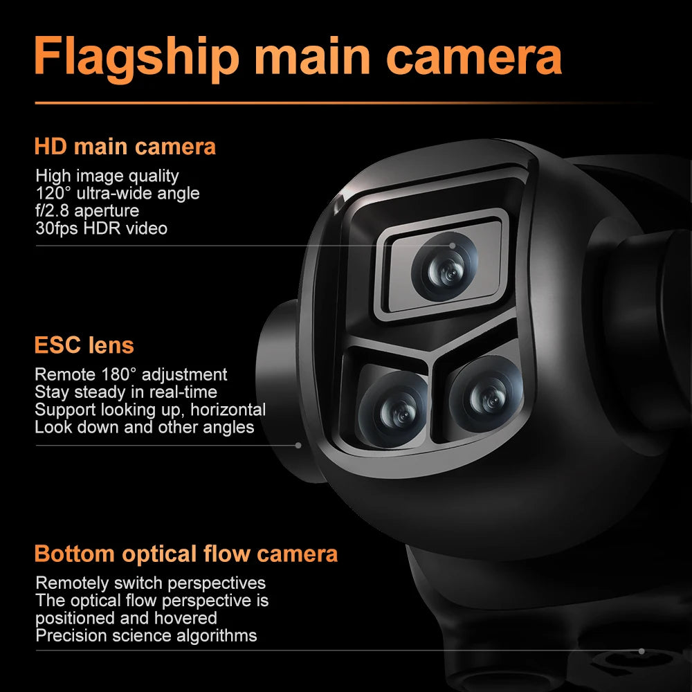 V988 8K Brushless Drone, 5.6” Screen Remote, Dual Camera EIS, Obstacle Avoidance, Servo Gimbal, 148g Ultra-Light, 3KM Range, 20 Min Flight