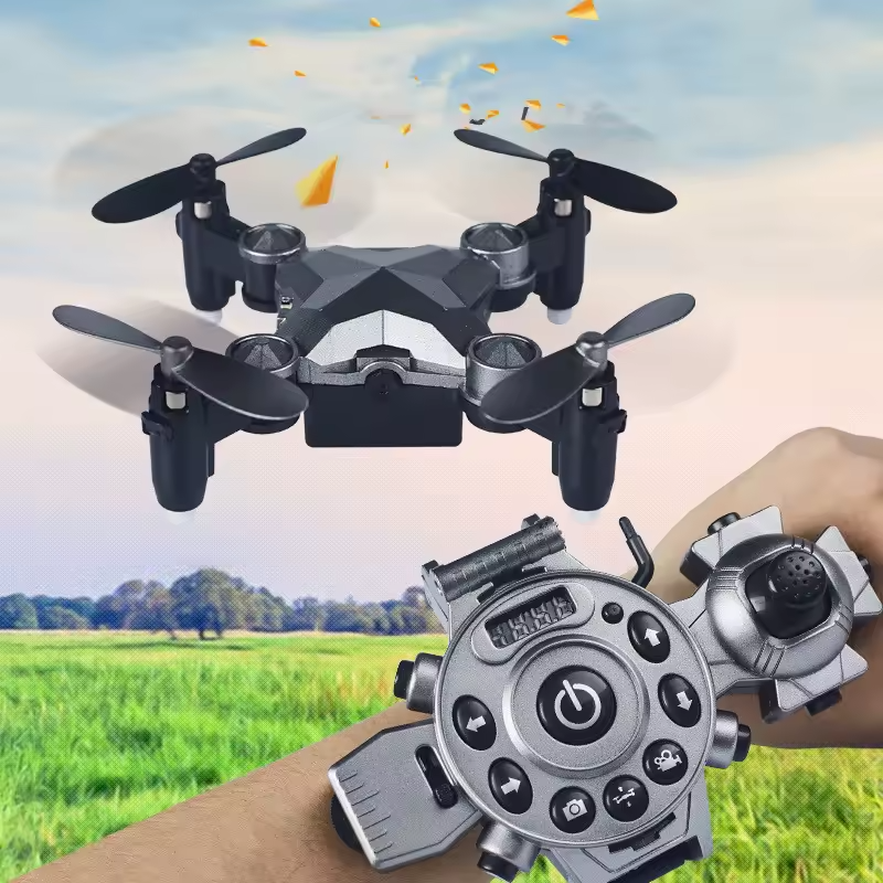 Wrist Drone with FPV Camera, Live Video, Foldable Mini Quadcopter, Watch Style Controller, Compact, Safe Design