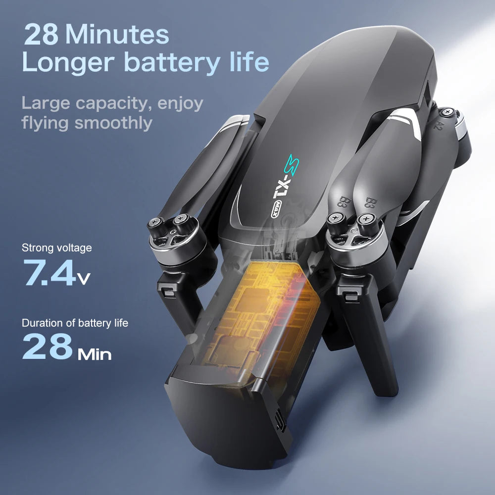 X-S1 MAX Drone 4K Camera, 3-Axis Gimbal, 5KM Range, 5G GPS Return, Brushless Motors, Dual Cameras, 4.5" Screen Remote