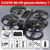 X226 8K Brushless Drone, VR FPV Glasses, Dual HD Camera, Optical Flow Hover, Electric Lens Adjust, Stable Performance, Foldable Design, Beginner Friendly