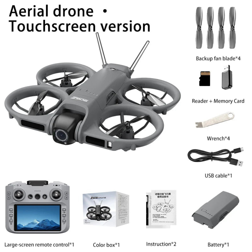 Z906 Drone 8K Camera, Screen Remote Controller, 4-Side Obstacle Avoidance, Optical Flow, 135° Adjustable Camera, 6-Axis Gyro