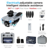 AE5 Pro drone Screen Remote version with remote, battery, propellers, memory card, card reader and storage bag