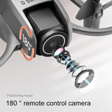 D16 drone 180° electrically adjustable front camera lens close-up